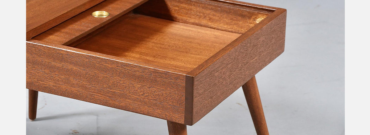 Californian Modern Side Tables w/ Storage Compartments by John Keal