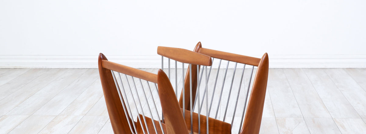 Mid-Century Modern Sculpted Walnut Magazine Holder