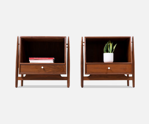 Kipp Stewart ”Declaration” Sculpted Walnut Floating Night Stands for Drexel