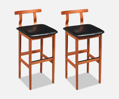 Danish Modern Teak & Leather Bar Stools by Korup Stolefabrik
