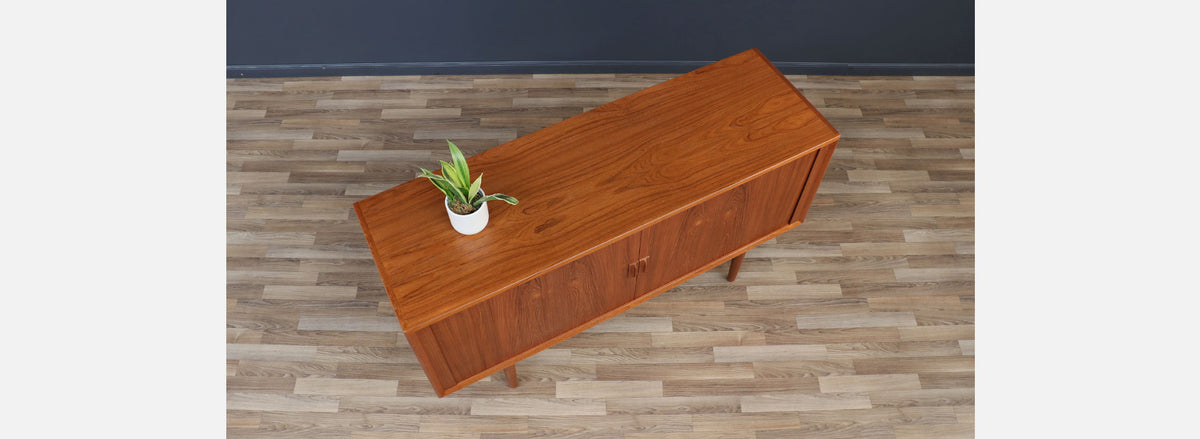 Danish Modern Tambour-Door Teak Credenza by Svend A. Larsen
