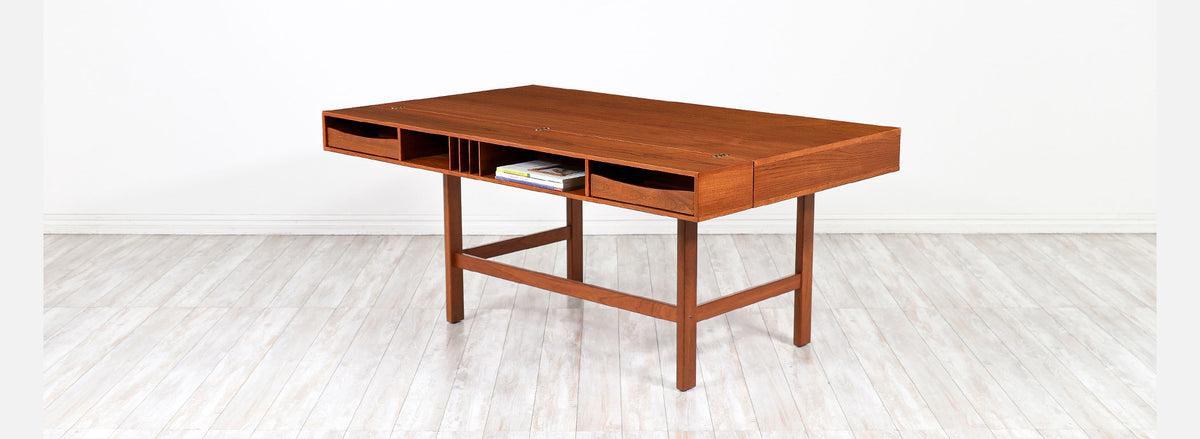Danish Modern Flip-Top Partners Teak Desk by Peter Løvig Nielsen