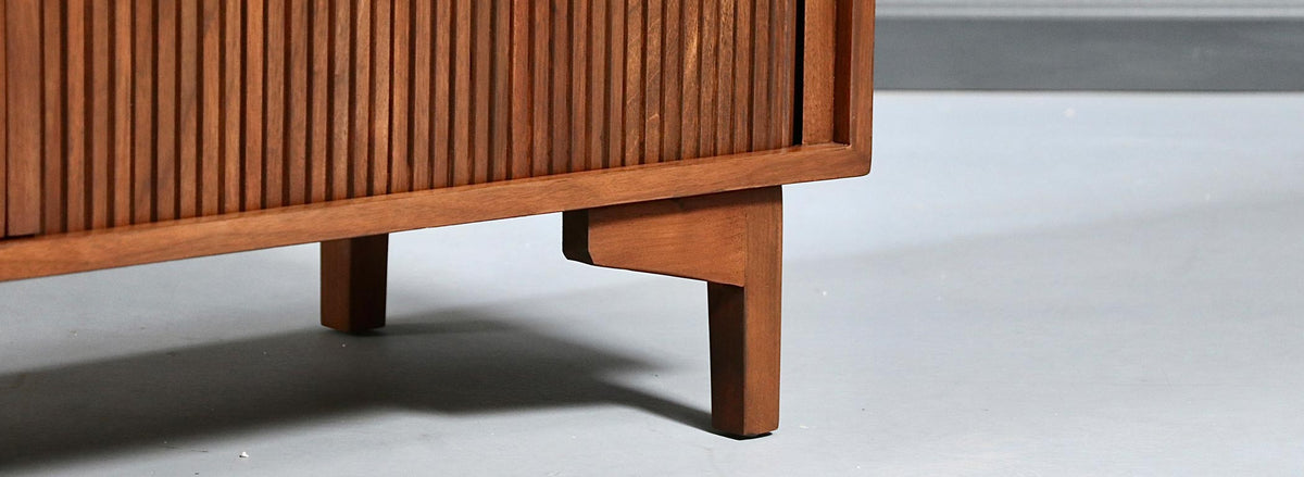 Vintage California Modern Tambour-Door Walnut Credenza by Barzilay