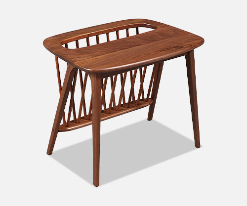 Arthur Umanoff Vintage Spindle Side Table with Magazine Shelf