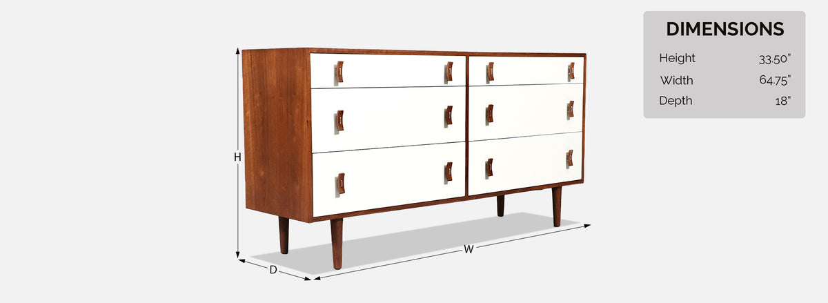 California Modern 6-Drawer Two-Tone Lacquered Dresser by Stanley Young