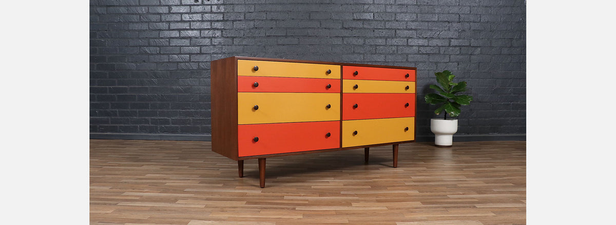 Milo Baughman Multi-Color Lacquered Dresser for Glenn of California. 