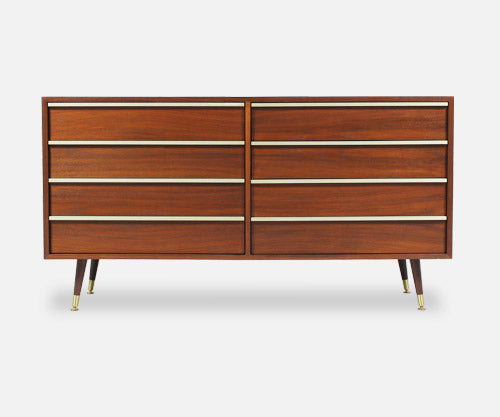 John Keal Walnut & Brass Dresser for Brown Saltman