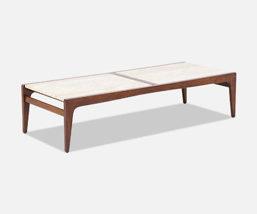 John Van Koert "Profile" Model K96 Coffee Table with Travertine Top for Drexel 