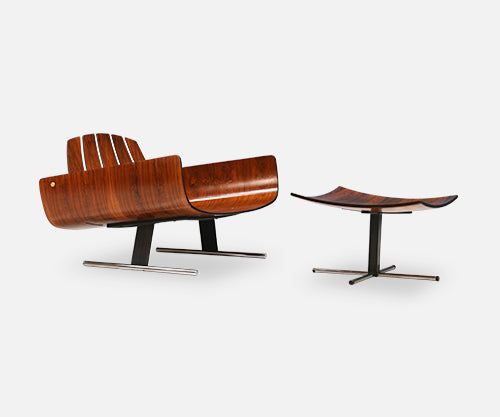 Jorge Zalszupin “Presidencial” Rosewood Lounge Chair with Ottoman