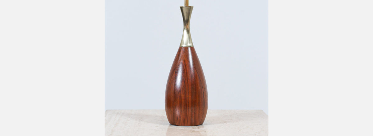 Tony Paul Sculpted Walnut & Brass Table Lamp for Westwood Industries
