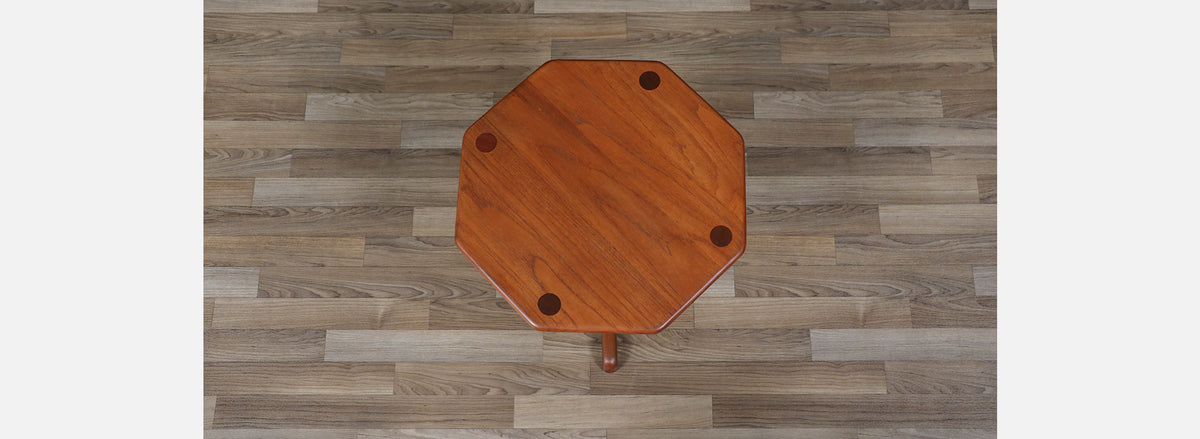 Danish Modern Pedestal Teak Side Table by B&M