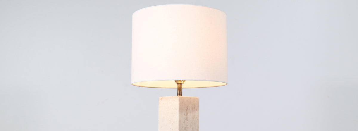 Mid-Century Italian Modern Travertine Stone Table Lamp