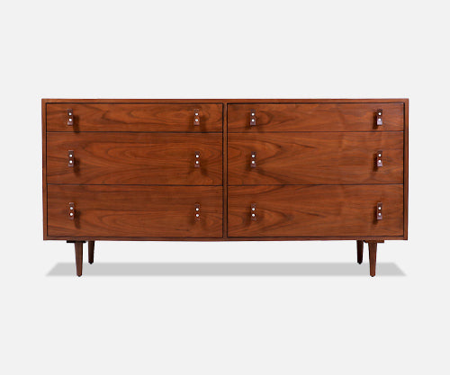 California Modern 6-Drawer Walnut Dresser by Stanley Young