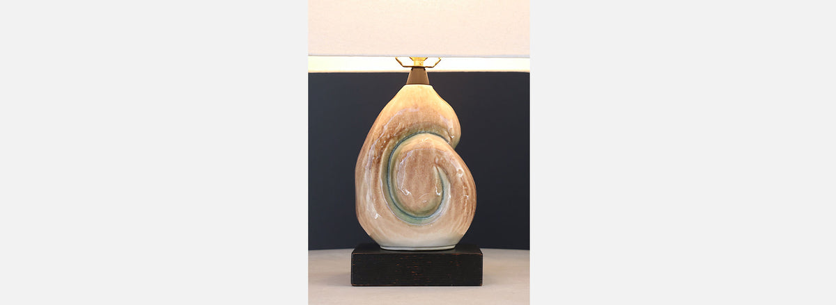 Yasha Heifetz Ceramic Nautilus Shell Table Lamps