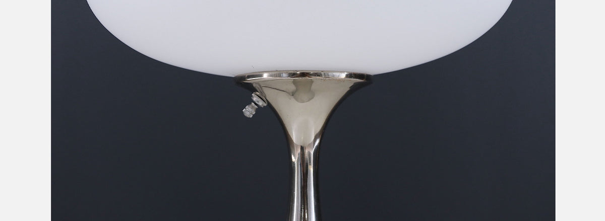 Laurel Chrome & Mushroom Frosted Glass Shade Lamp 