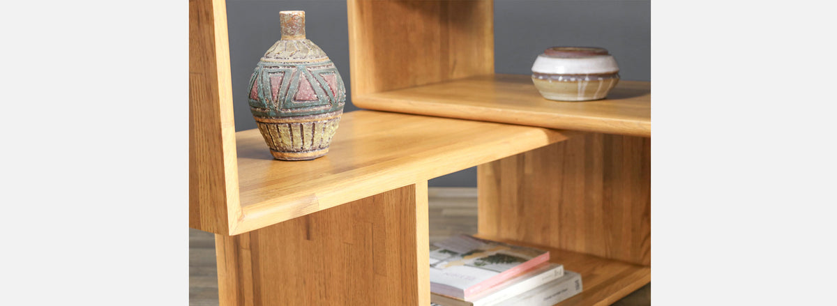 Mid-Century Modern Modular Oak Bookshelves System