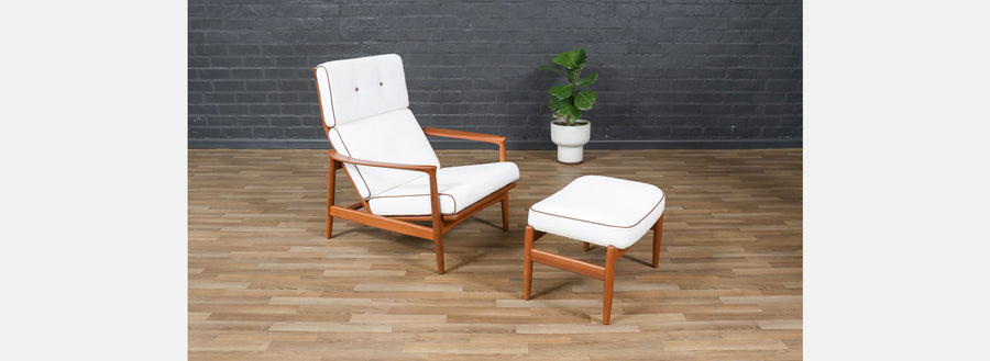 Folke Ohlsson Model 71-C Teak Lounge Chair w/ Ottoman for Dux