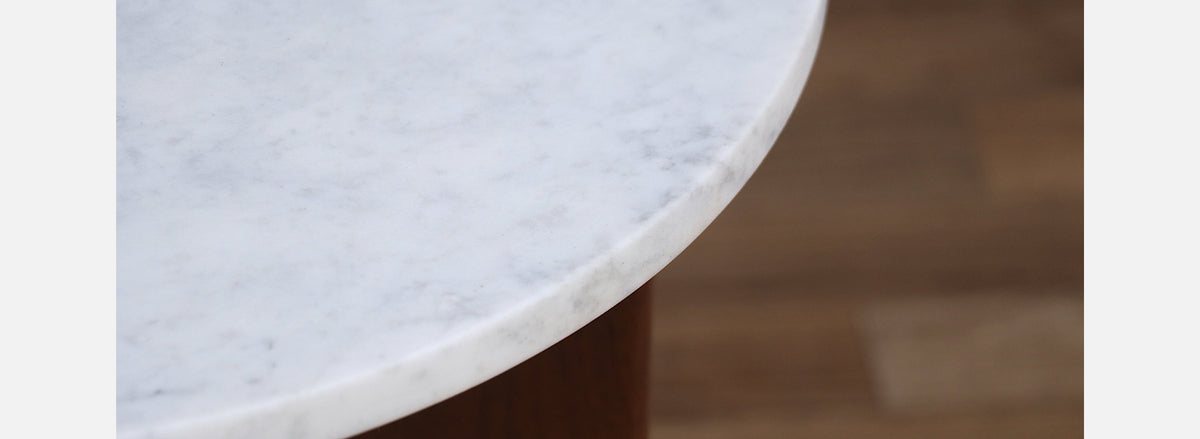 Mid-century Modern Side Tables with Carrara Marble Top