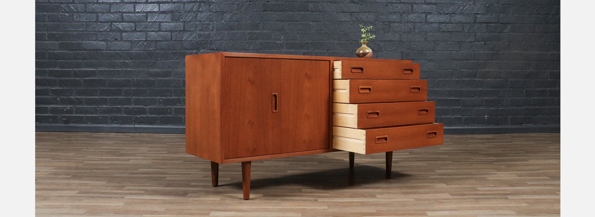 Carlo Jensen Bi-Folding Door Teak Credenza for Hundevad & Co.