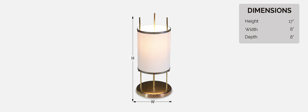 Mid-Century Modern Trident Column Style Brass Table Lamp