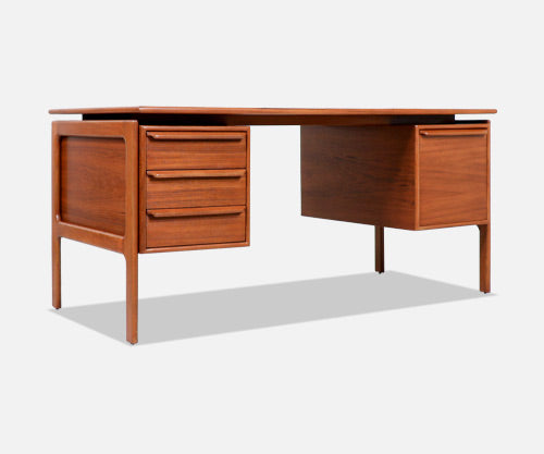 Danish Modern Floating-Top Teak Desk by G.V. Møbler