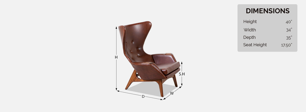 Adrian Pearsall Wing Back Cognac Leather Lounge Chair 