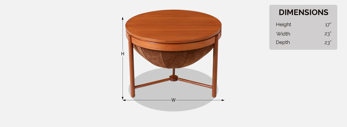 Rastad & Relling Teak & Leather Side or Sewing Table for Rasmus Solberg