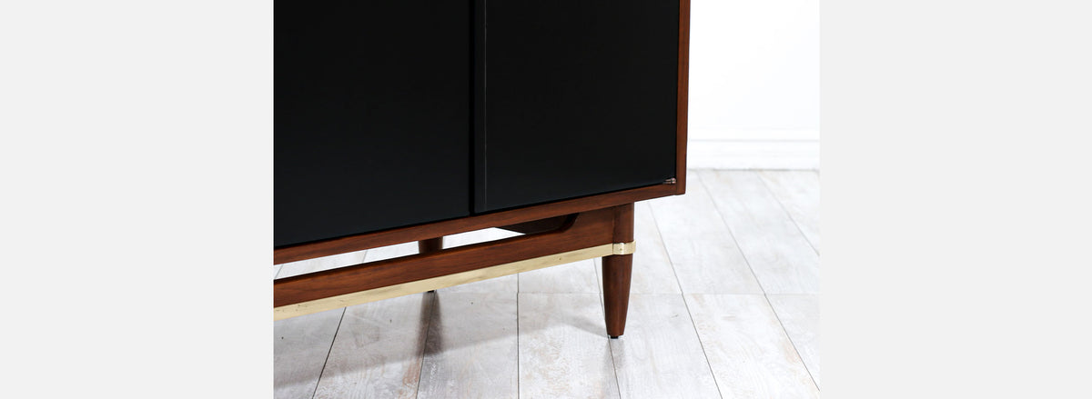 Merton Gershun Walnut Dresser with Lacquered Doors & Brass Accents