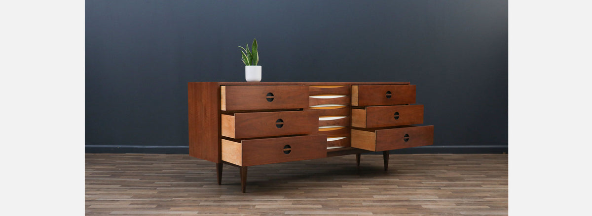 Mid-Century Modern Dresser w/ Lacquered Bowtie Drawers