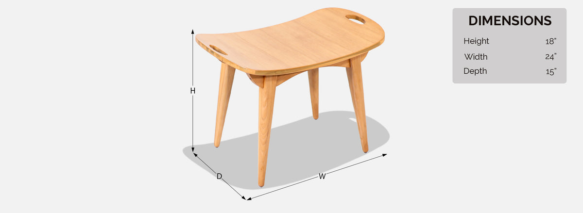 Mid-Century Modern Sculpted Primavera Wood Stool