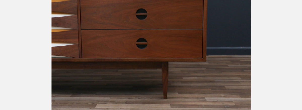 Mid-Century Modern Dresser w/ Lacquered Bowtie Drawers