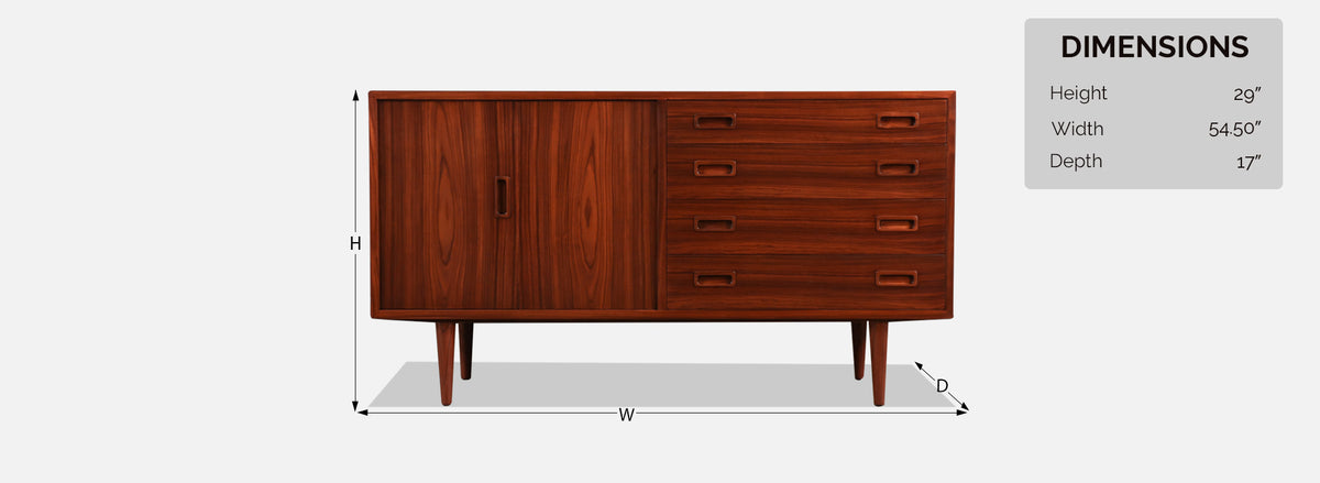 Carlo Jensen Rosewood Credenza with Bi-Folding Door 