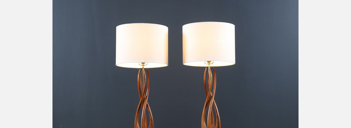 Mid-Century Modern Spiral Table Lamps by Roller Lamp Co