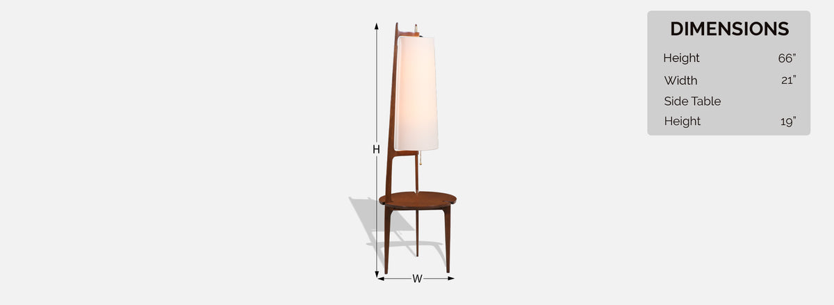 California Modern Sculpted Walnut Floor Lamp with Side Table by Modeline