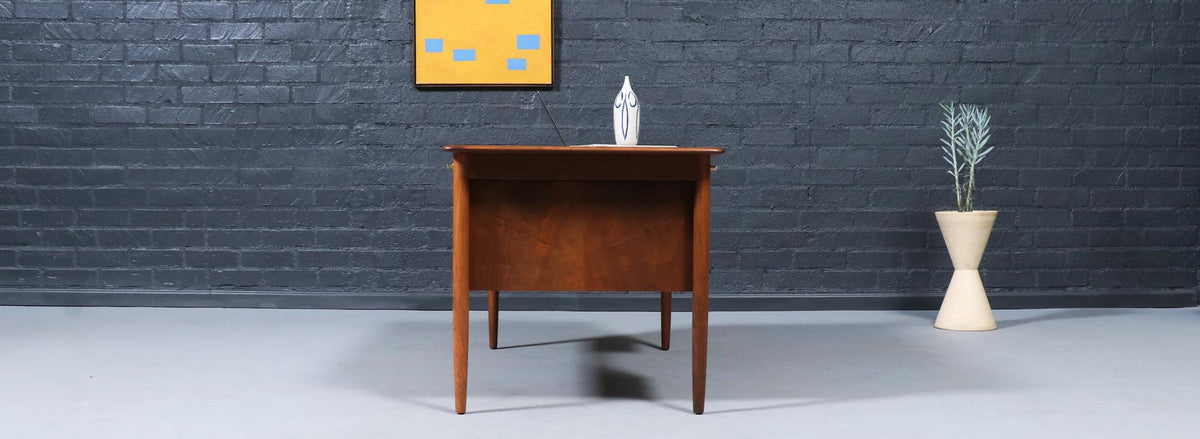 Danish Modern Executive Walnut Desk by Gunnar Schwartz
