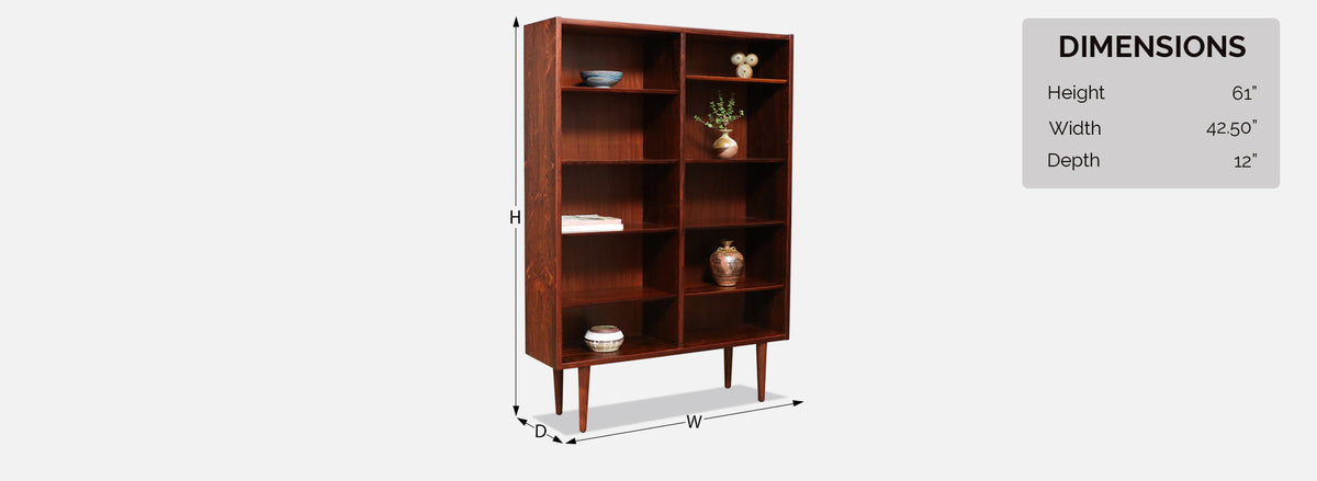 Danish Modern Brazilian Rosewood Bookshelf by Carlo Jensen