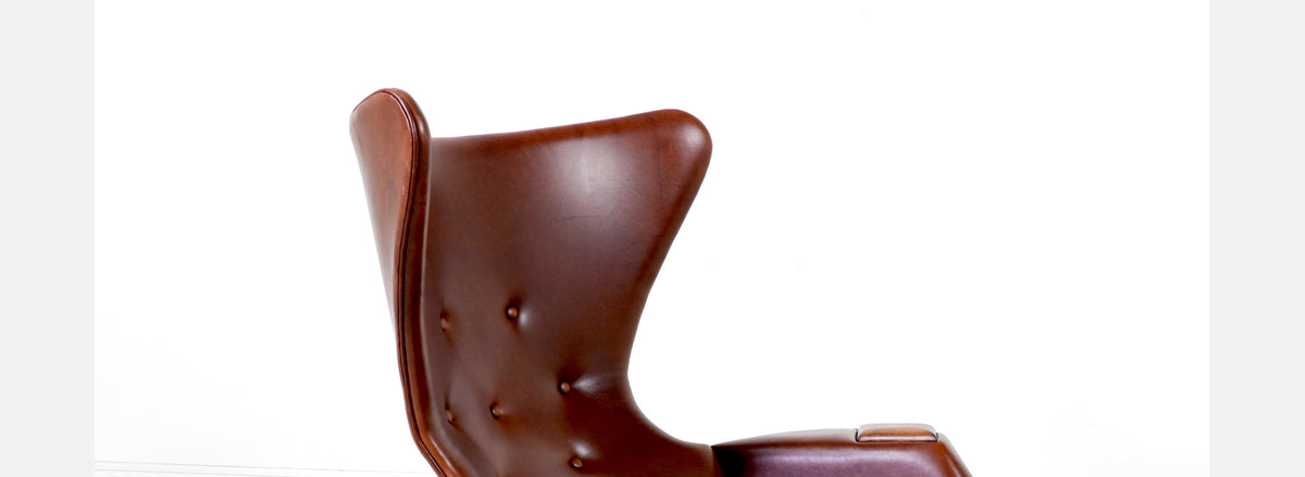 Adrian Pearsall Wing Back Cognac Leather Lounge Chair 