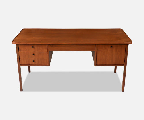 Jack Cartwright Walnut & Cane Executive Desk for Founders Co.