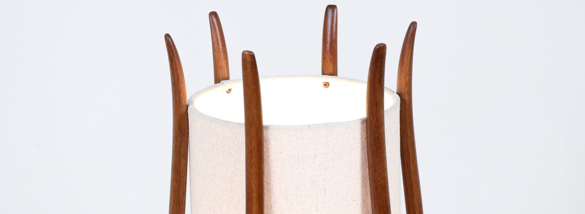 Mid-Century Modern Sculpted Walnut Floor Lamp by Modeline of California
