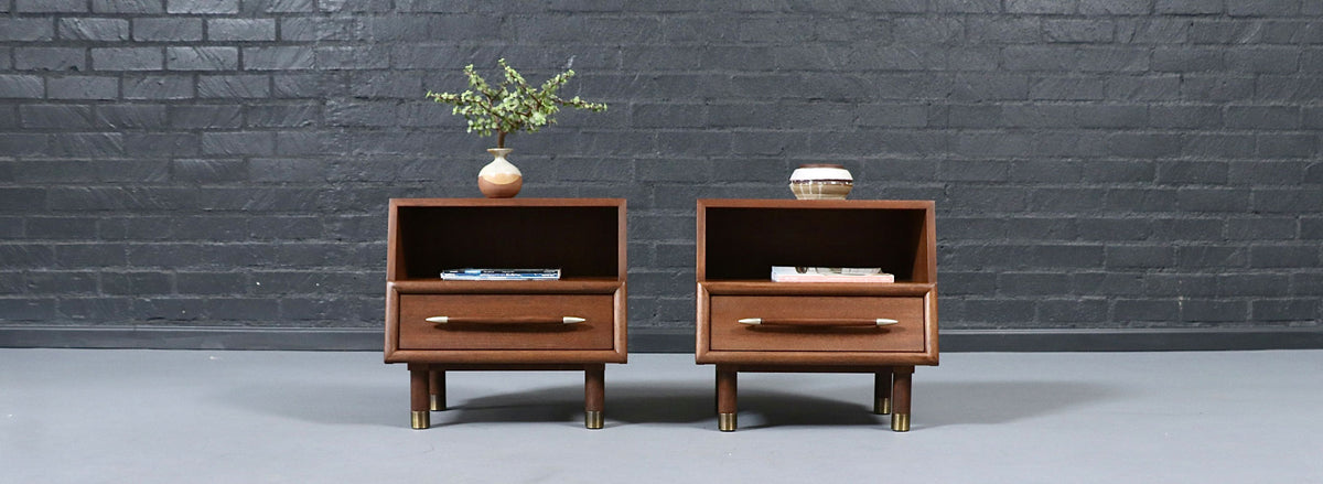 Californian Modern Night Stands w/ Bookcase by John Keal for Brown Saltman