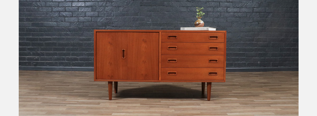 Carlo Jensen Bi-Folding Door Teak Credenza for Hundevad & Co.