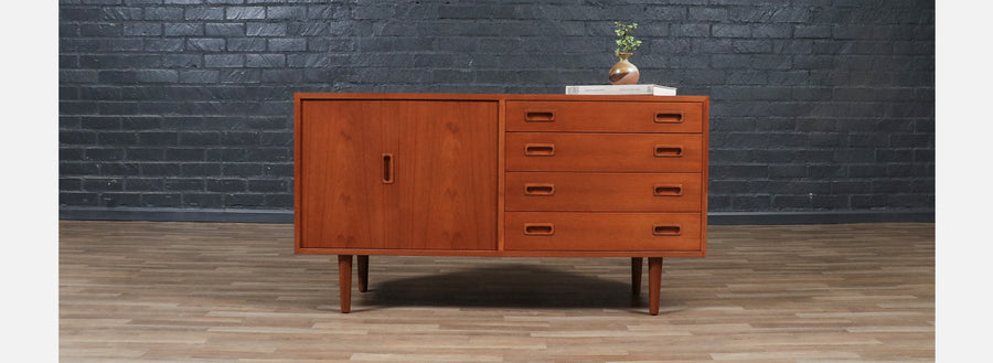 Carlo Jensen Bi-Folding Door Teak Credenza for Hundevad & Co.