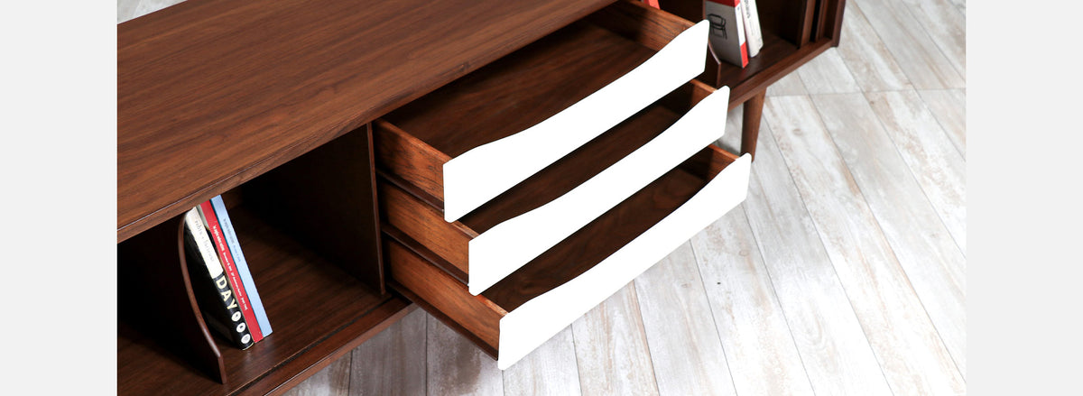 Vintage Low Profile Tambour-Door Credenza by Merton L. Gershun