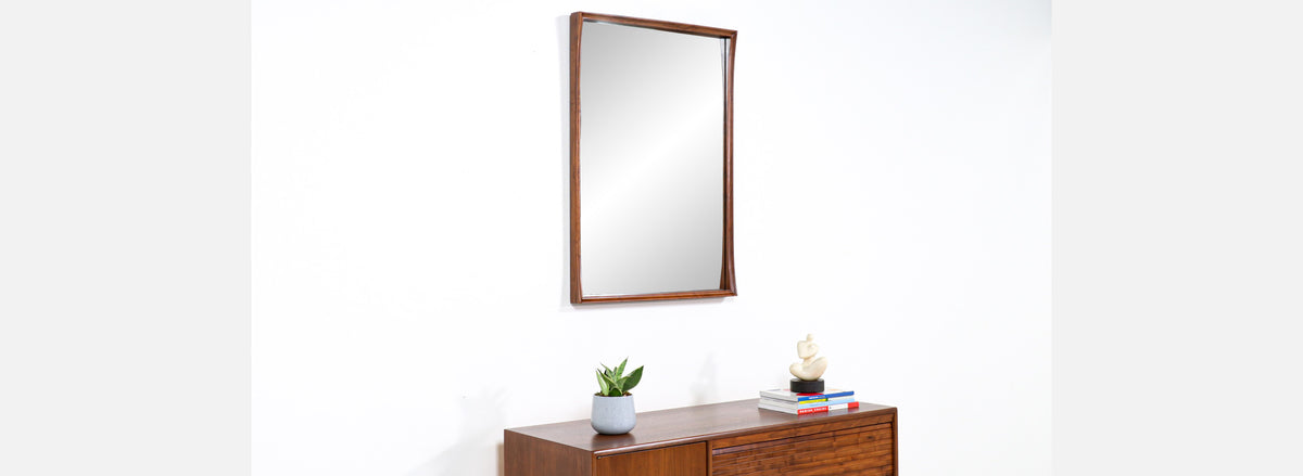 Mid-Century Modern Walnut Wall-Hanging Mirror