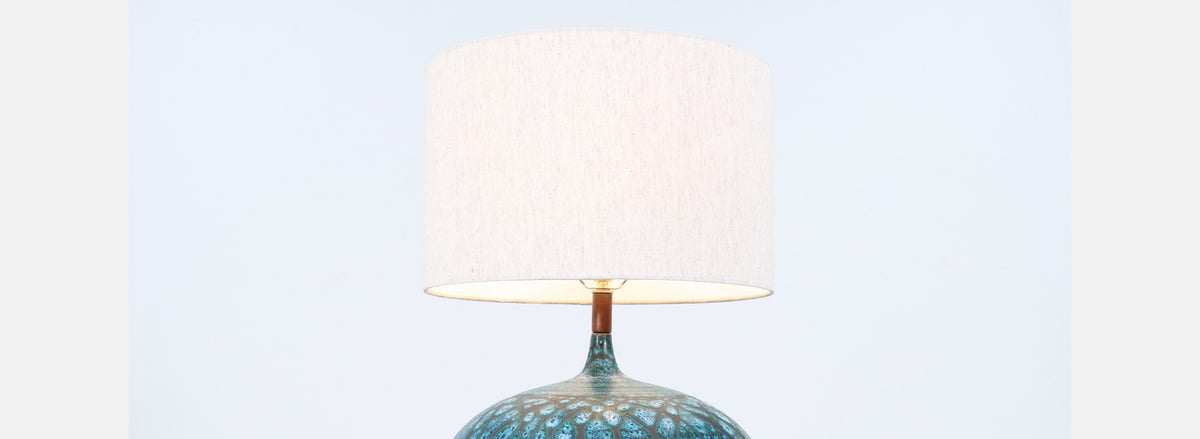 Mid-Century Modern Turquoise Glaze Ceramic Table Lamp