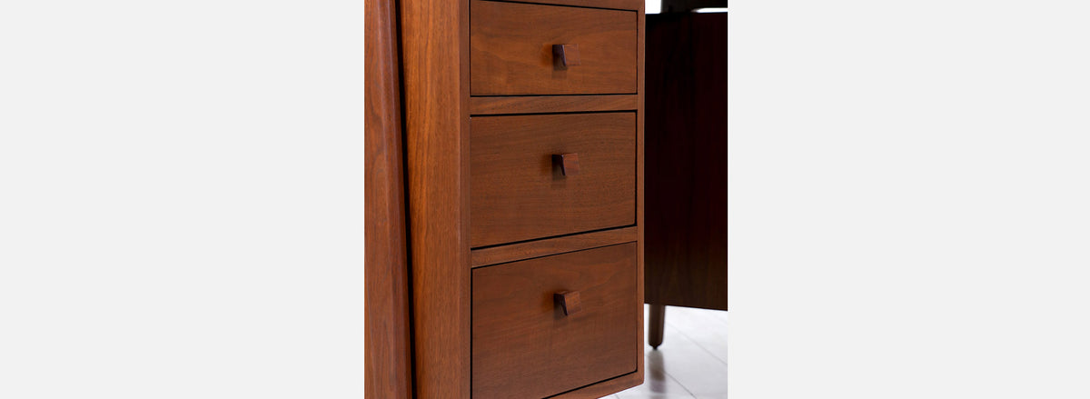 Mid-Century Modern Executive Walnut Desk with Floating Top