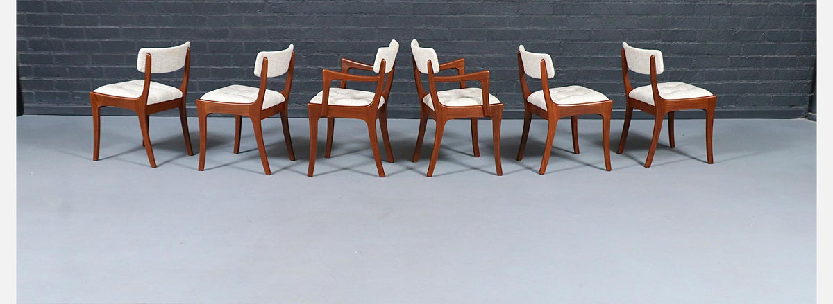 Mid Century Modern Teak & Tweed Dining Chairs by Peter Hayward 