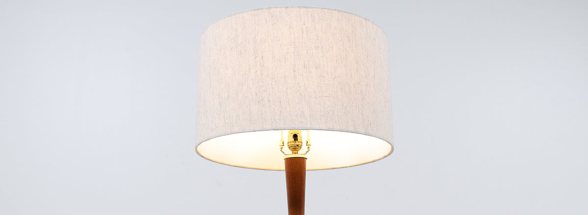 Mid-Century Modern Walnut & Brass Accent Table Lamps by Laurel 