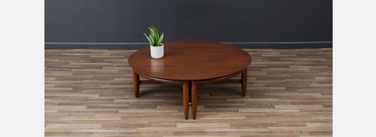 John Keal Mahogany Round Coffee Table for Brown Saltman