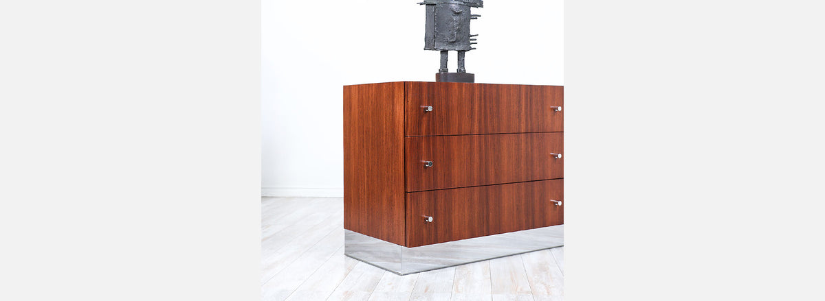 Milo Baughman Rosewood & Chrome Dresser for Thayer Coggin